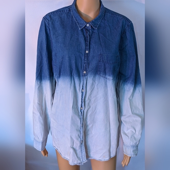 Pre-owned Old Navy multicolored blue long sleeve button shirt, size xl, TH - Picture 1 of 3